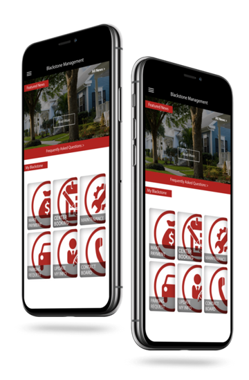Blackstone Management mobile app on two phones